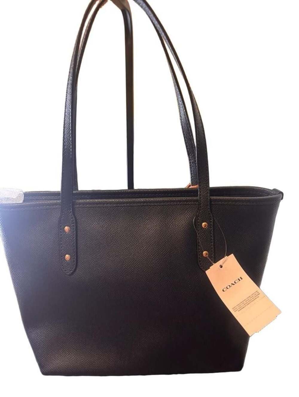 Coach Crossgrain Leather City Zip Tote Handbag Midnight Blue - Picture 2 of 8